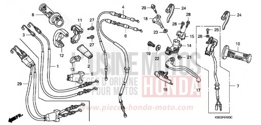 LEVIER DE GUIDON/COMMUTATEUR/CABLE CRF150R8 de 2008